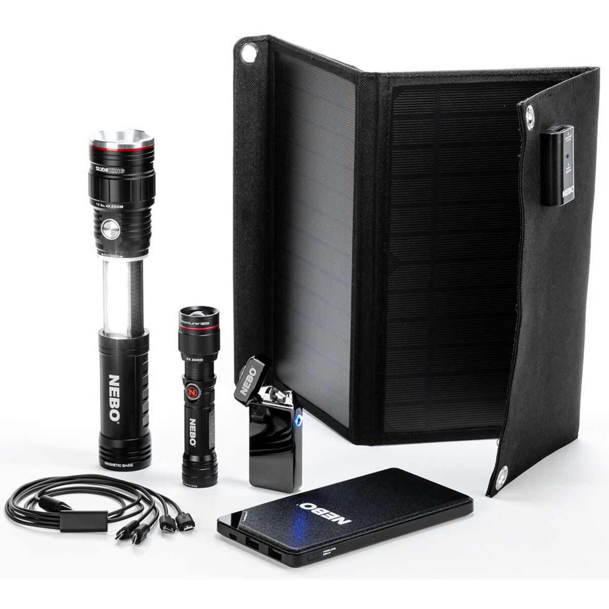 NEBO SLYDE KING 2in1 Flashlight Solar Emergency Kit with Power Bank